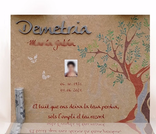 [LAP-INC-008] Lápida Arbol Grabado y Pintado