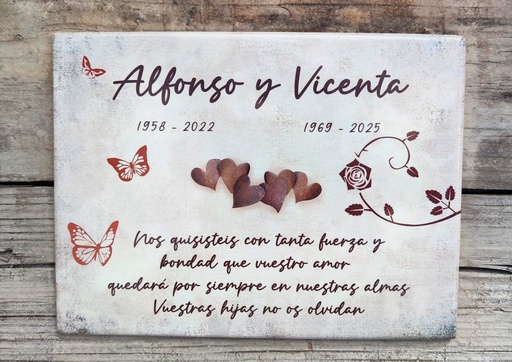 [LAP-INC-011] Lápida Fotocerámica Corazónes Acero